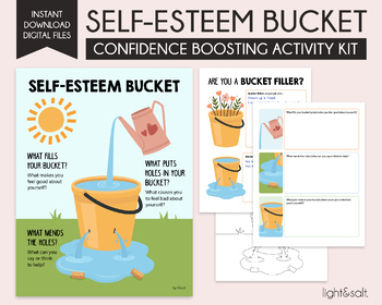 Preview of The self esteem bucket, confidence activity for kids, self worth, self love, CBT