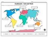 The seven Continents of the World Cut & Paste Activity - W