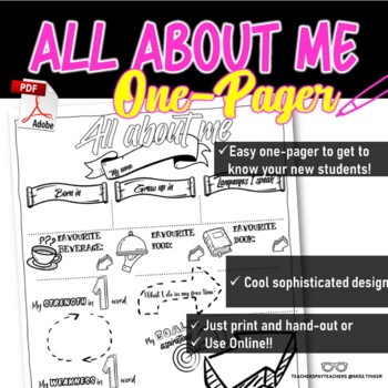 Preview of Doodle All About Me One Pager! Print and go or use online!