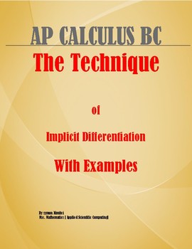 Preview of AP CALCULUS AB: FINDING A DERIVATIVE BY APPLYING IMPLICIT DIFFERENTIATION
