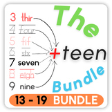 The "teen" Bundle | Numbers 13 - 19 | Tracing, Writing & Spelling