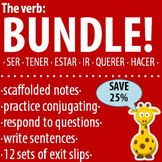 Spanish 1 - The verb: BUNDLE #1 - Ser, Tener, Estar, Ir, Q