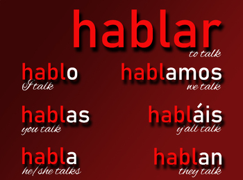 Preview of The verb Hablar in red 8x10 poster