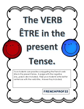 Preview of The verb être in the present tense French Activities and worksheets