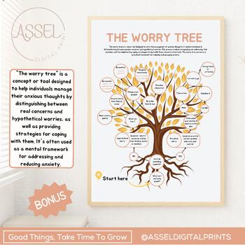 Preview of The worry tree worksheets,anxiety relief, DBT, CBT worksheets,