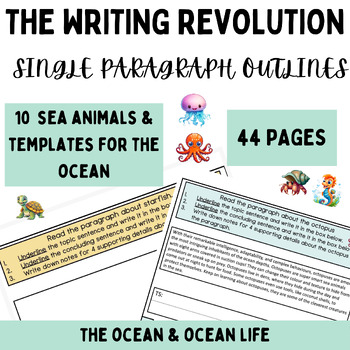 Preview of The writing revolution: Single paragraph Outline templates, Oceans & sea animals