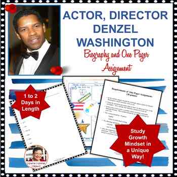 Preview of Theater Actor| Director Denzel Washington Bio and One Pager Assignment