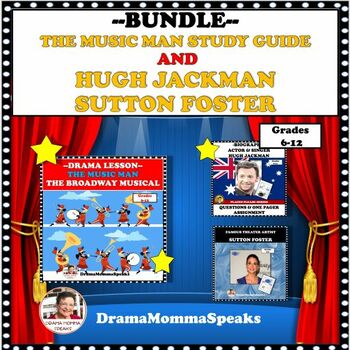 Preview of Theater Arts Bundle Guide| Music Man Biography of Hugh Jackman & Sutton Foster