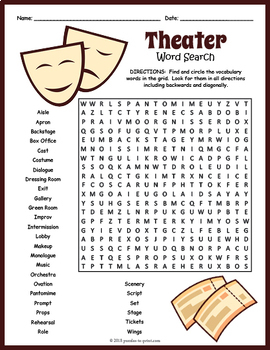 Preview of THEATER VOCABULARY Word Search Puzzle Worksheet Activity