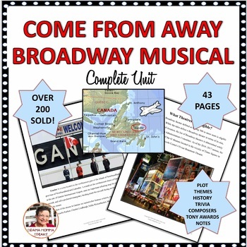 Preview of Broadway Musical Unit and Study Guide For Come From Away Grades 7 to 9