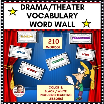 Preview of Drama Vocabulary Terms  Word Wall 210 Posters Grades 6 to 9  Acting Dialogue