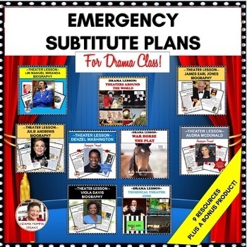 Preview of Theater Class Emergency Sub Plan Bundle One Month in Length