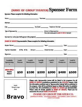 Preview of Theater Sponsorship Form