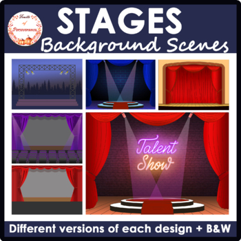 Preview of Theater Stages Background Scenes Clipart |  Graduation Clipart