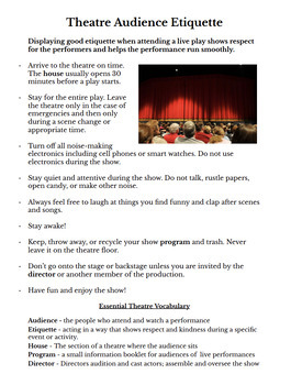 Preview of Theatre Audience Etiquette Information Sheet