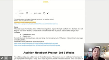 Preview of Theatre Audition Packet for Middle School and High School
