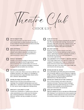 Preview of Theatre Club Checklist - Establish and Manage a Successful Theatre Club Digital
