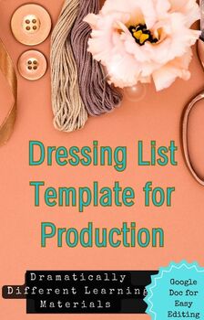 Preview of Theatre Costume Dressing List Template for Seamless Productions- Google Doc