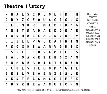 Preview of Theatre History Word Search
