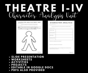 Preview of Theatre I-IV: Character Analysis Unit