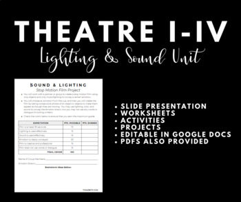Preview of Theatre I-IV: Technical Theatre Skills Unit (Lighting & Sound)