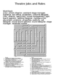 Theatre Jobs and Roles Crossword Puzzle Worksheet