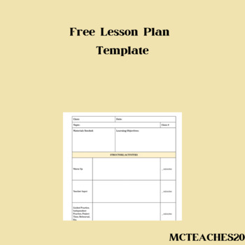 Preview of Theatre Lesson Plan Template