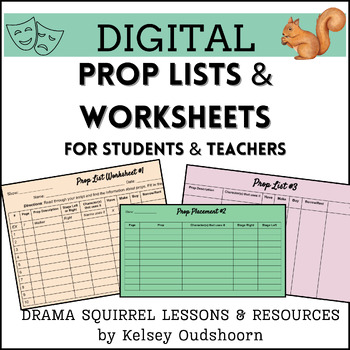 Preview of Theatre Prop Lists & Worksheets for Student Prop Masters & Directors