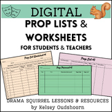 Theatre Prop Lists & Worksheets for Student Prop Masters &