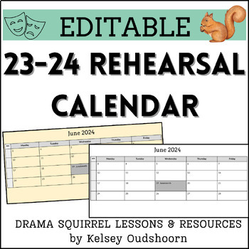 Preview of Theatre Rehearsal Calendar for Parents & Students