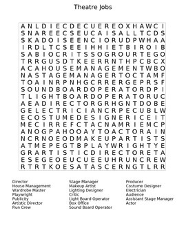 Preview of Theatre Jobs Word-search