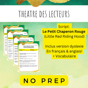 Preview of FLE Theatre des lecteurs - Le petit chaperon rouge anglais et francais immersion