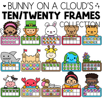 Preview of Thematic 10 Frames and 20 Frames Clipart Bundle by Bunny On A Cloud