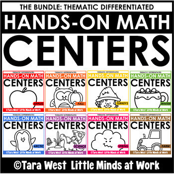 Preview of Thematic Differentiated Math Centers DISCOUNTED GROWING BUNDLE