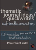 Thematic Journal Ideas/Quickwrites Using Media Clips (30 P