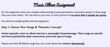 Preview of Thematic Music Album Assignment