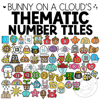 Preview of Thematic Number Tiles Mega Bundle (Movable Clipart) by Bunny On A Cloud