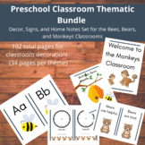 Thematic Preschool Decor Set-3 Classrooms (Bears, Bees, Monkeys)