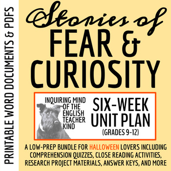 Preview of Thematic Short Story Unit Plan on Fear and Curiosity for High School (Printable)