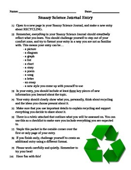 Preview of Thematic Unit Science Recycling Lesson Assessment