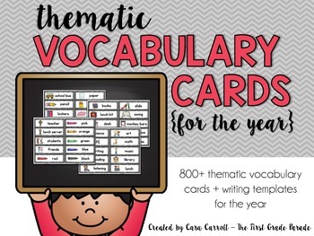 Preview of Thematic Vocabulary Cards For the Year (Writing)