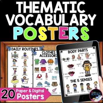 Preview of Thematic Vocabulary ESL Posters for Beginning and Newcomer ELLs Activities