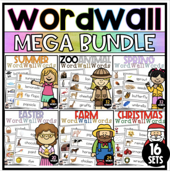 Preview of Thematic Word Wall Bundle with Real Photos