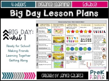 Theme #1: Big Day Lesson Plans {{EDITABLE}} by PreK Partner | TPT