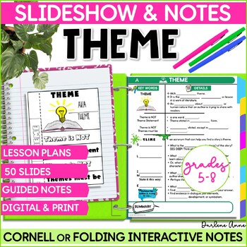 Preview of Teaching Theme PowerPoint and Guided Notes: Cornell and Folding Interactive