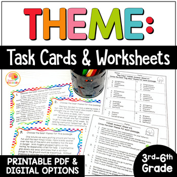 Preview of Teaching Theme Activities: Determining Theme Anchor Charts and Task Cards