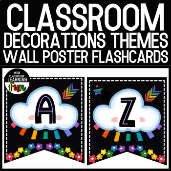 Preview of Theme Alphabet Classroom Decoration Wall Poster Flashcards Preschool
