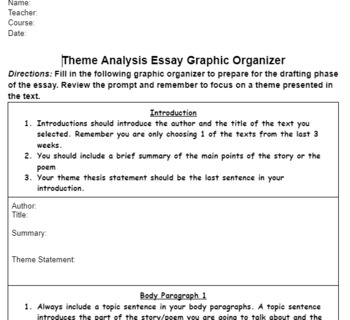 theme analysis essay graphic organizer