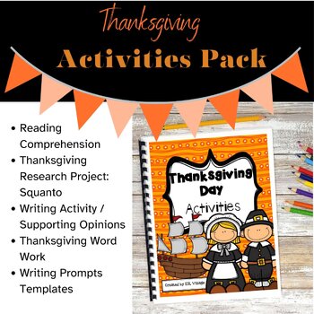 Preview of Thanksgiving Reading Writing Word Work Ready to Print Activities Packet