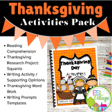 Thanksgiving Reading Writing Word Work Ready to Print Acti